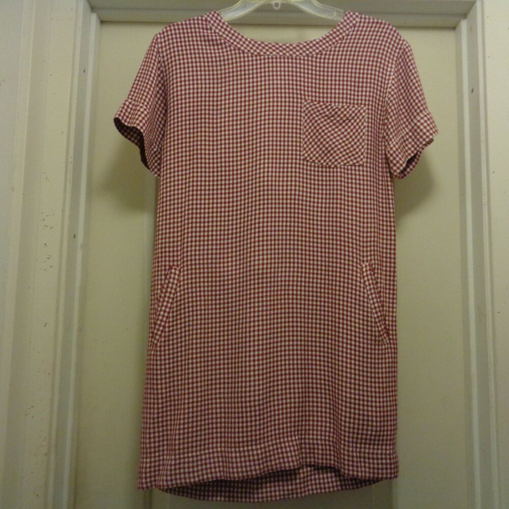 CHECK OUT THE CHECKS RED & WHITE MADEWELL SHORT TEE DRESS XS